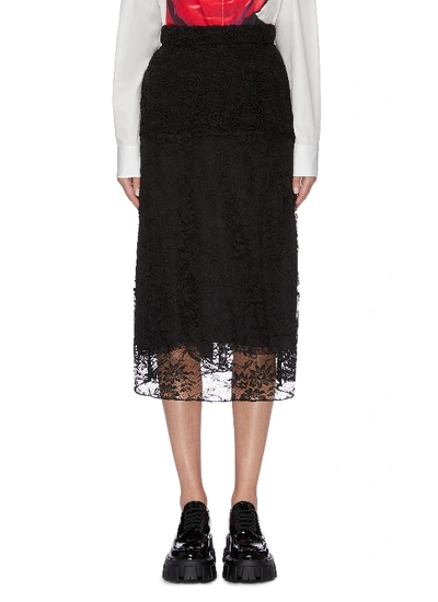 Prada Tiered Mix Floral Lace Skirt