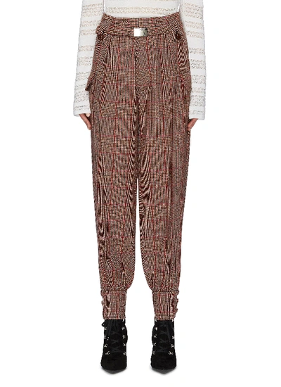 Miu Miu Belted Button Cuff Houndstooth Check Plaid Pants