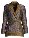 SALONI Maxima Floral Wool Jacquard Belted Blazer