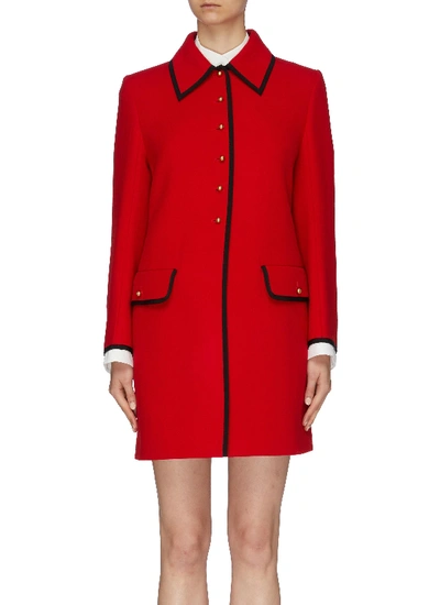 Miu Miu Contrast Border Virgin Wool Melton Coat