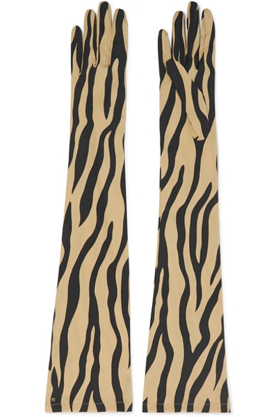 Gucci Zebra-print Stretch-silk Twill Gloves
