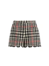 RED VALENTINO HOUNDSTOOTH WOOL BLEND SCALLOPED SHORT PANTS