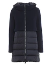 HERNO NYLON AND KNIT WOOL PADDED COAT