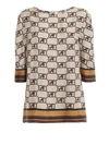 ALBERTA FERRETTI LOGO PRINT SILK TWILL BLOUSE