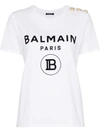 Balmain Flocked New Logo Cotton Jersey T-shirt In White