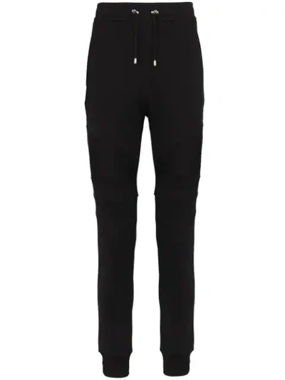 Balmain Cotton Jersey Biker Sweatpants In Black
