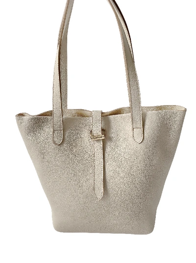 Meli Melo Thela Shopper Porcelain Solid White Leather Over The Shoulder Bag For Women