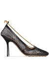 Bottega Veneta Mesh Square-toe Pumps With Chain Detail 90 Mm In Black