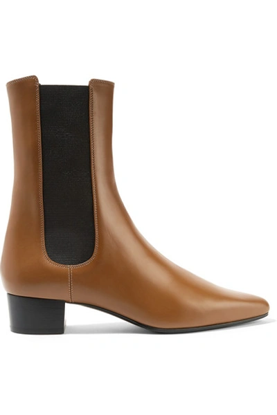 The Row 30mm British Leather Ankle Boots In Brown