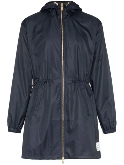 Thom Browne Hooded Zipped Parka Coat - 蓝色 In Blue