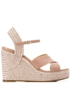 Jimmy Choo Dellena 100 Leather Espadrille Wedge Sandals In Pink