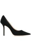Jimmy Choo Romy 85 Spitze Pumps Aus Schwarzem Leder Mit Eidechsen-print In Black