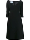 Prada Mid-length V-neck Dress In Black