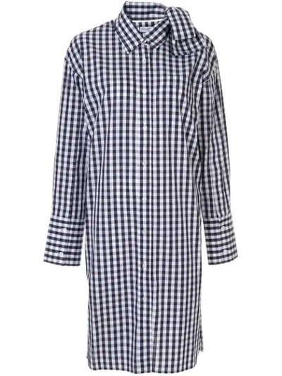 Jw Anderson Check Bow Collar Shirt Dress - 蓝色 In Blue