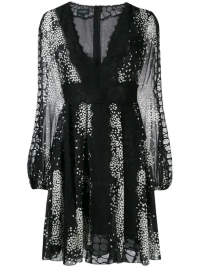 Giambattista Valli Square-print Lace-trim Silk-georgette Dress