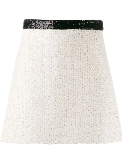 Miu Miu Tweed Effect A-line Skirt - 大地色 In Ivory