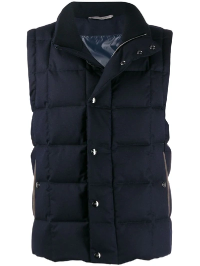 Canali Padded Sleeveless Gilet In Blue