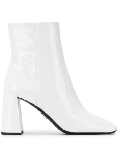 Prada White Patent Vernice Boots