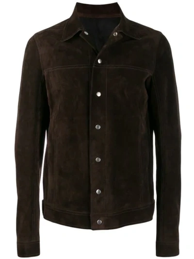 Rick Owens Suede Work Jacket In Brown