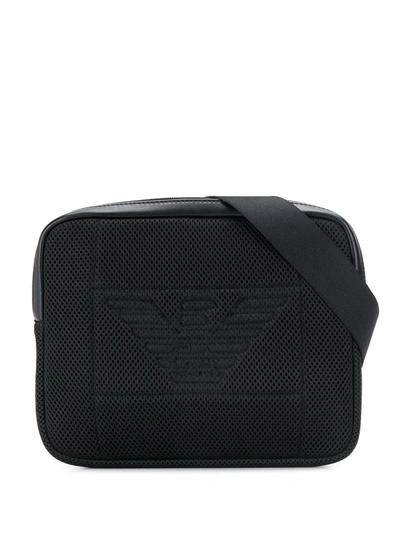 Emporio Armani Embossed Logo Cross-body Bag In Black