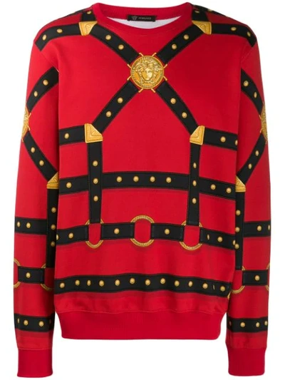 Versace Harness Print Sweatshirt In Red