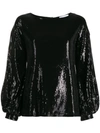 DONDUP DONDUP SEQUINNED PUFF-SLEEVE BLOUSE - 黑色