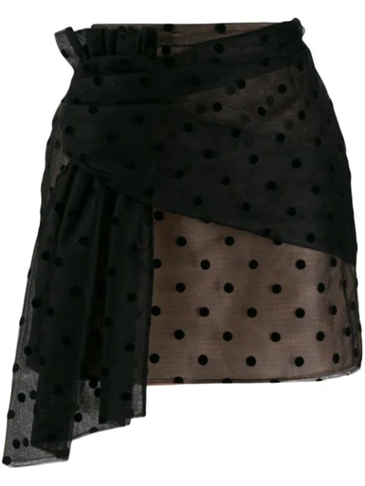 N°21 Dotted Tulle Wrap Mini Skirt In Black