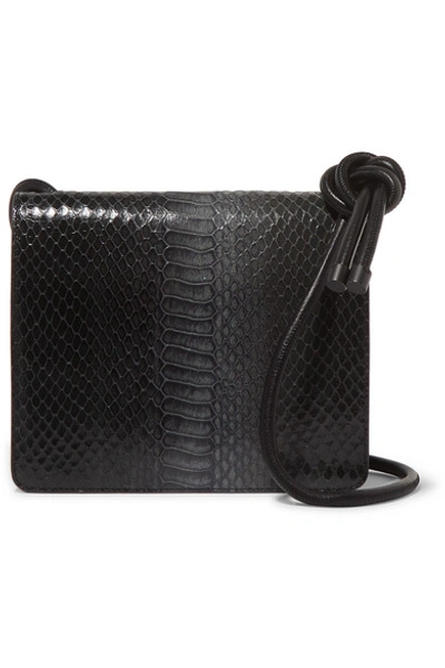 Dries Van Noten Snake-effect Leather Shoulder Bag In Black