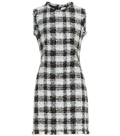 Alexander Mcqueen Bouclé Tweed Mini Dress - 蓝色 In Light Blue,black,white