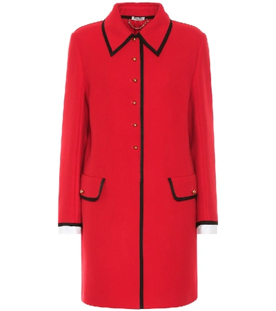 Miu Miu Virgin Wool Tricot Coat In Red