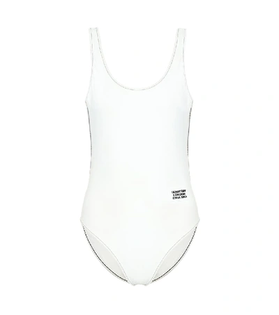 Burberry Logo Detail Swimsuit In White