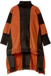 OSCAR DE LA RENTA PANELED SILK-BLEND TURTLENECK PONCHO