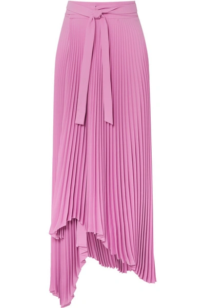 A.w.a.k.e. Doric Pleated Asymmetric Crepe Wrap Skirt In Pink