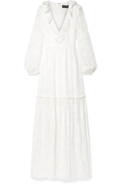 Rachel Zoe Alexis Ruffled Tiered Fil Coupé Silk And Cotton-blend Chiffon Maxi Dress In White