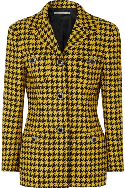 Alessandra Rich Houndstooth Wool-blend Tweed Jacket In Yellow