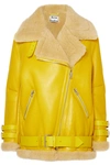 ACNE STUDIOS VELOCITE SHEARLING-TRIMMED LEATHER BIKER JACKET