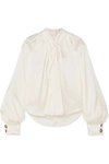 A.W.A.K.E. DRAPED SATIN BLOUSE