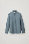 Cos Button-down Cotton-lyocell Shirt In Blue