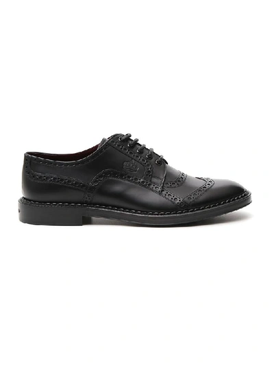 Dolce & Gabbana Leather Derby Shoes In Black