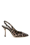 DOLCE & GABBANA DOLCE & GABBANA LEOPARD PRINT EMBELLISHED SLINGBACK PUMPS