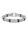 Lagos Sterling Silver Black Caviar Rope Bracelet With Diamonds & Black Ceramic In Black