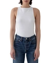 Agolde White Rib High Neck Tank Top In White