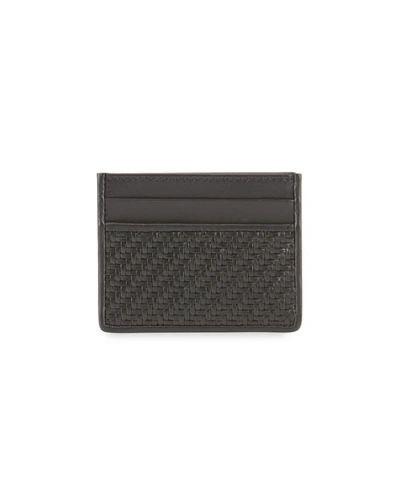 Ermenegildo Zegna Men's Pelle Tessuta Leather Card Case In Black