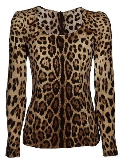 Dolce & Gabbana Leopard Print Blouse In Multicolor