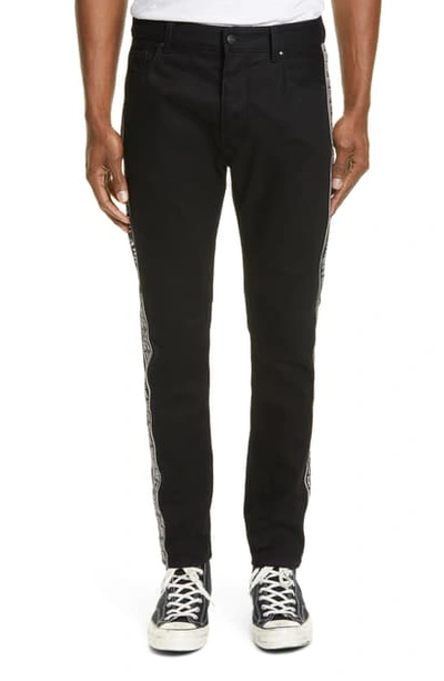 Palm Angels Side Tape Jeans In Black Wash