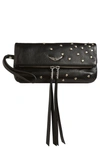 ZADIG & VOLTAIRE ROCKY HEART STUD LEATHER CLUTCH,WHAP4028F