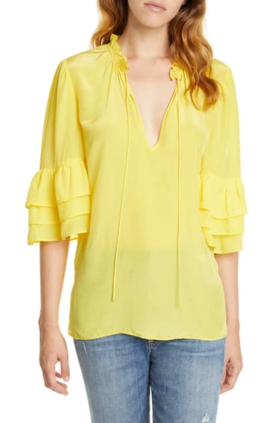 Alice And Olivia Julius Tier Sleeve Tunic In Citrus