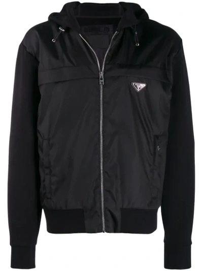 Prada Hooded Zipped Jacket In Black
