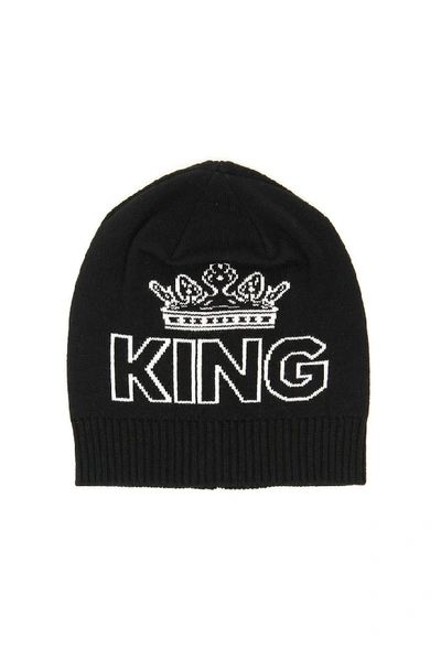 Dolce & Gabbana King Print Beanie Hat In S9000