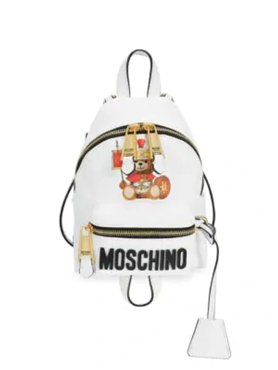 Moschino Gladiator Bear Backpack In White Multi